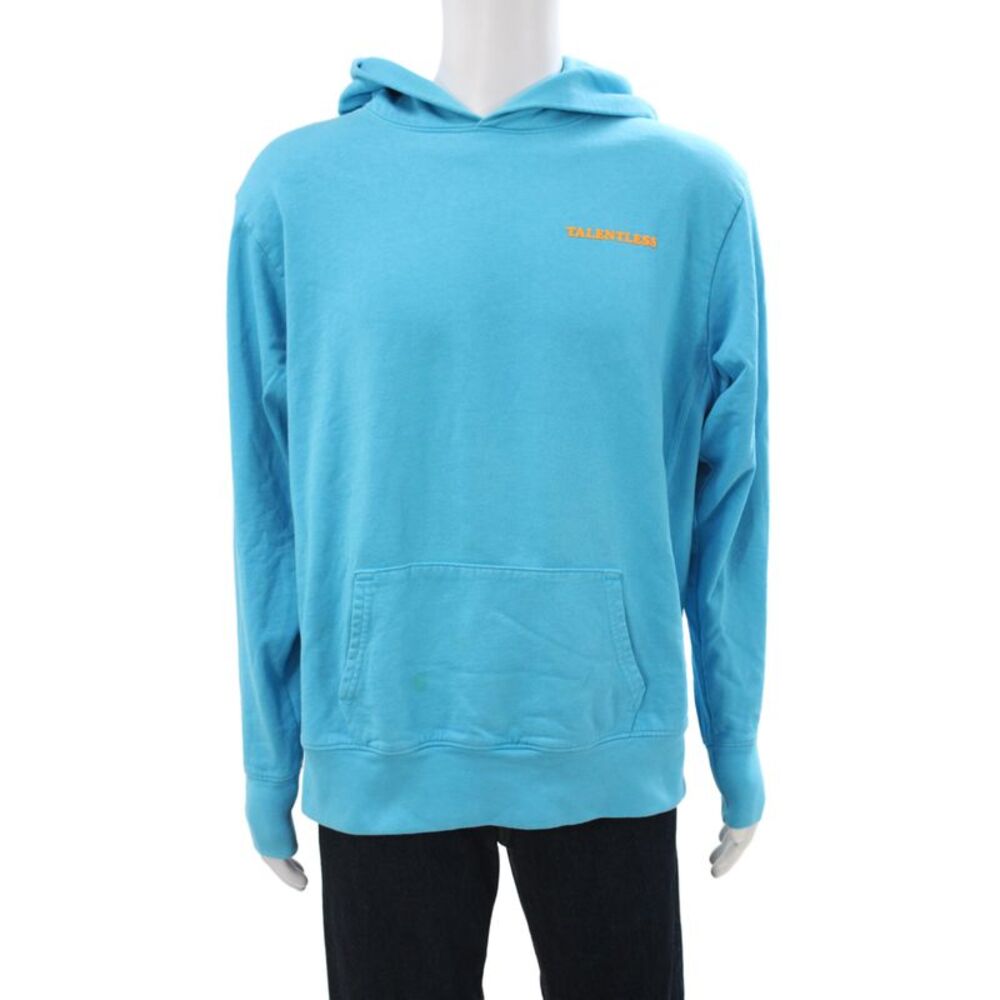 Talentless Mens Pullover Hoodie Blue Cotton Crewneck Drawstring Logo Size L